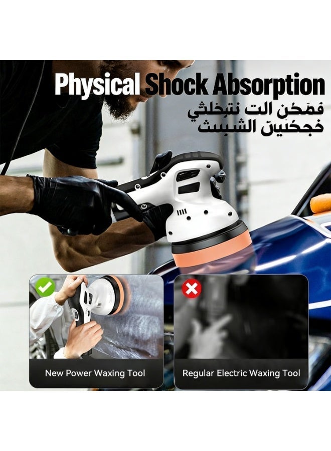كينجوان ماكينة تلميع السيارات، 6600 دورة في الدقيقة، تعمل ببطاريتين، مع 6 سرعات متغيرة، طقم تلميع سيارات محمول مع وسادات إسفنجية - Image 2